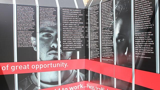 Outside Stokes, A Box On Human Trafficking