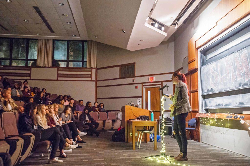 Various powerful and passionate student poets took the stage for SLAM!'s (soul, love, and meaning) first event of the year. 