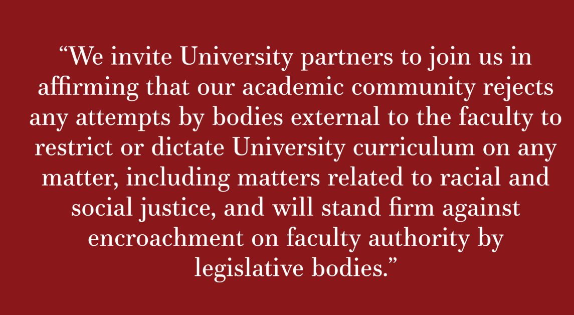 Letter to the Editor: Resolution Defending Academic Freedom As It Relates to Teaching About Race, Gender, Sexuality, and Critical Race Theory 
