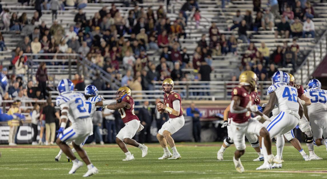 BC totaled 405 total yards on offense but only 75 came from its rushing attack. (Leo Wang / Heights Staff)