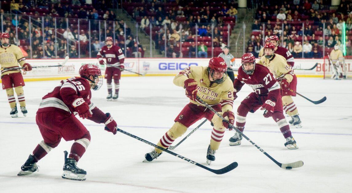 Trevor Kuntar registered two goals in the Eagles' 3–1 win. (Alina Chen / Heights Staff).