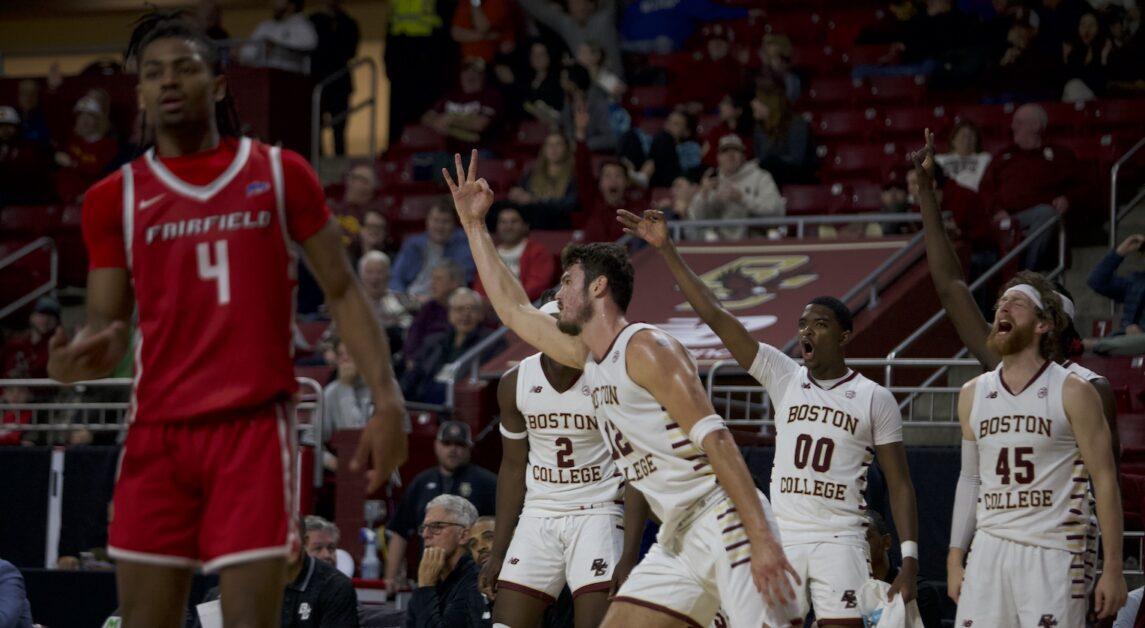 Quinten Post, pictured above, tallied 31 points and 11 rebounds in BC's win over Fairfield. (Owen Bienen / Heights Staff)