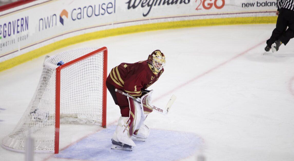 Jacob Fowler made 24 saves in the shutout win. (Seho Lee / Heights Staff)