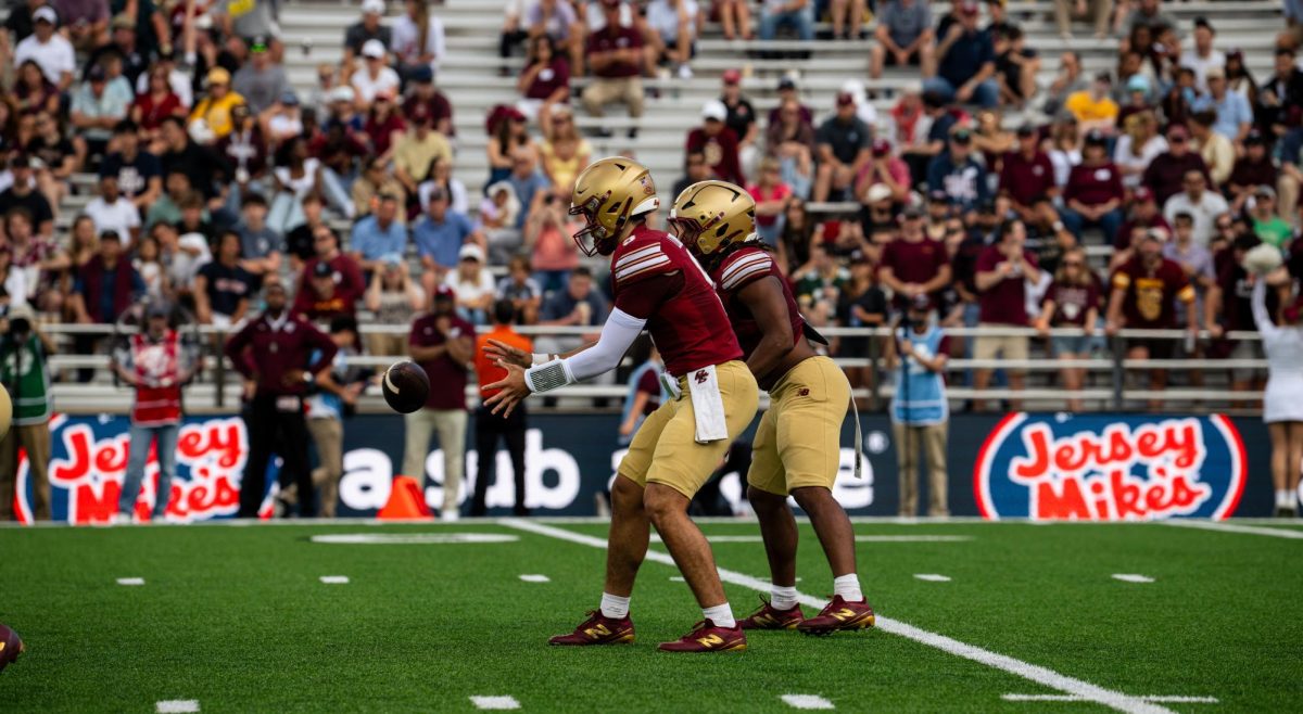 Lonergan's completed his first collegiate touchdown on an 11-yard pass to Jordan McDonald. (Paul Criado / Heights Staff)