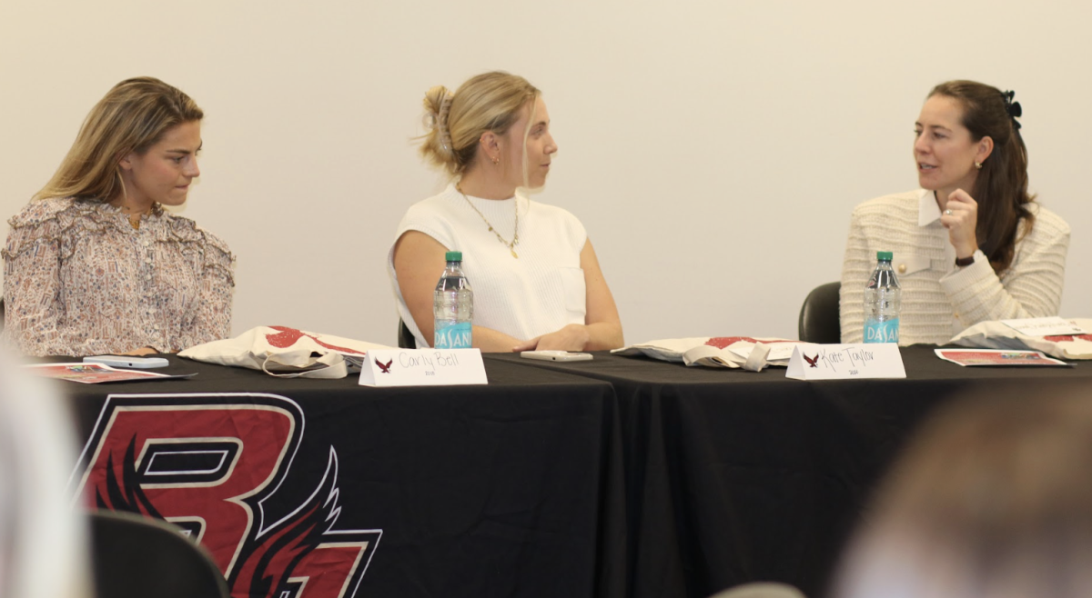 From left to right: Carly Bell, Kate Taylor, Mary Kate O'Neill (Jenny Krasic / Heights Staff)