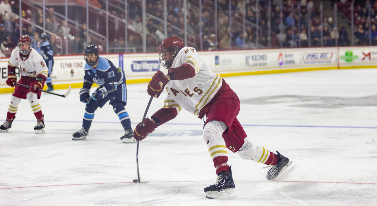 Dean Letourneau, pictured, scored the first goal of the night. (Sydney Amero / Heights Staff)