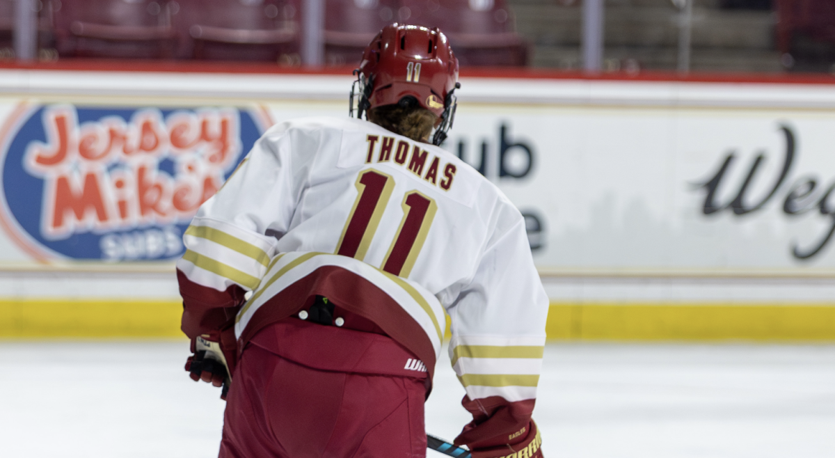 Thomas, pictured, tallied a goal and an assist on Saturday to bring her to 41 points on the year. (Eylul Oktay / Heights Staff)