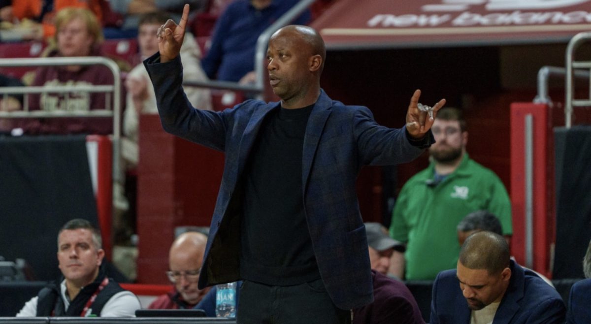 Grant, pictured, has compiled a 71–91 record, including a 30–66 mark in conference play, during his five seasons at BC. (Anatoly Guz / Heights Staff)