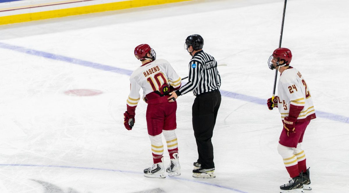 Hagens, pictured, scored BC's lone goal on the power play, its 30th of the season. (Anatoly Guz / Heights Staff)