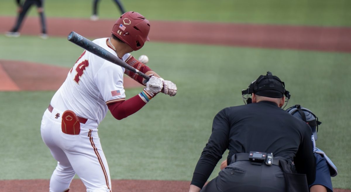 A sixth-inning home run from Wang, pictured, gave BC its only run of the first two games. (Ellie El-Fishawy / Heights Editor)